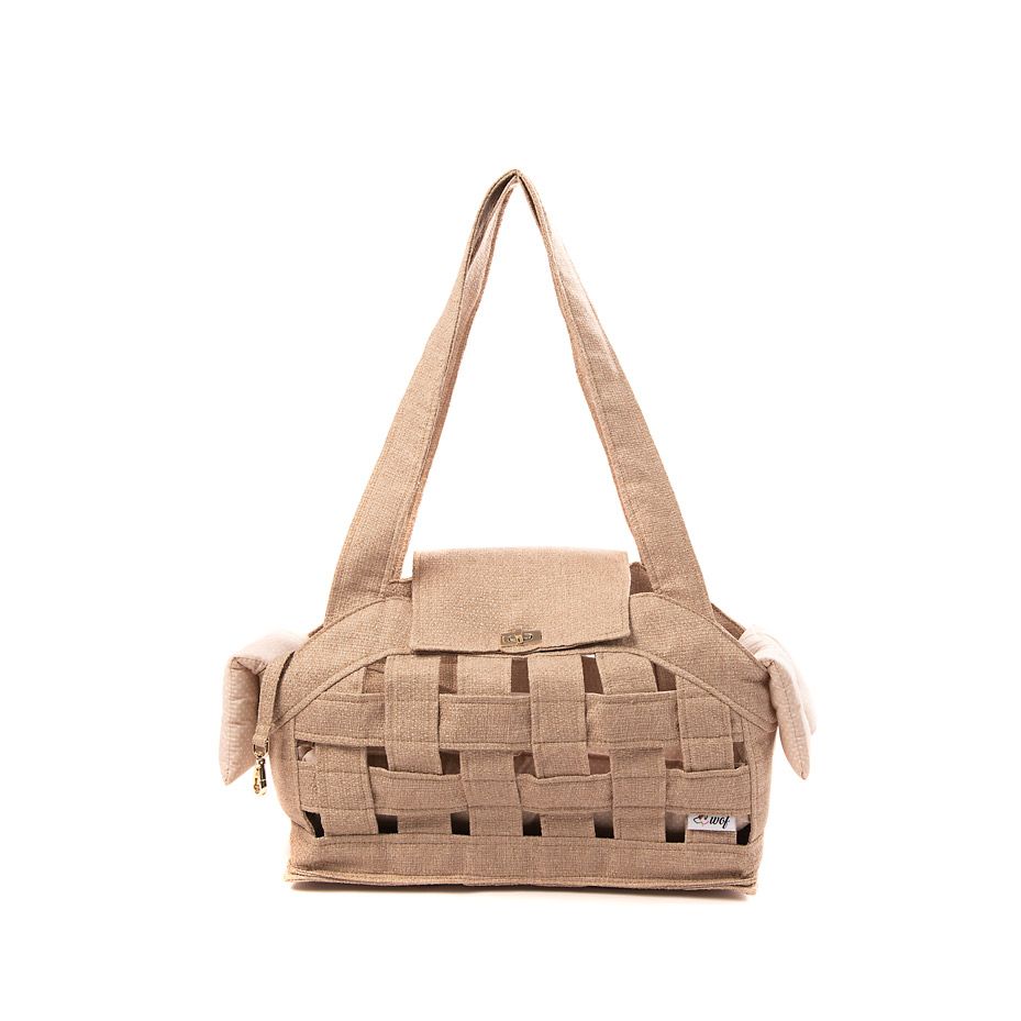 bolso rejilla beige forro beige lunares frontal bolso rejilla beige forro beige lunares frontal