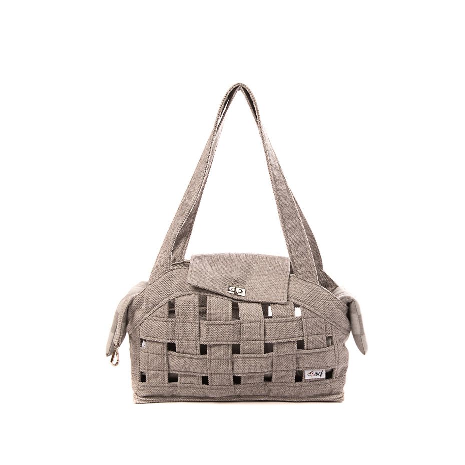 bolso rejilla gris forro cuadros grises frontal bolso rejilla gris forro cuadros grises frontal