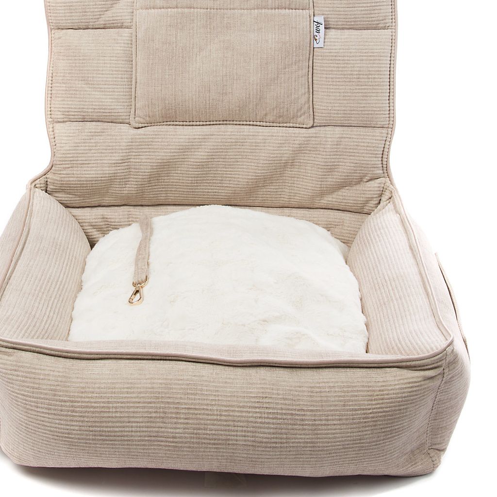 cama coche pana gruesa beige detalle cama coche pana gruesa beige detalle