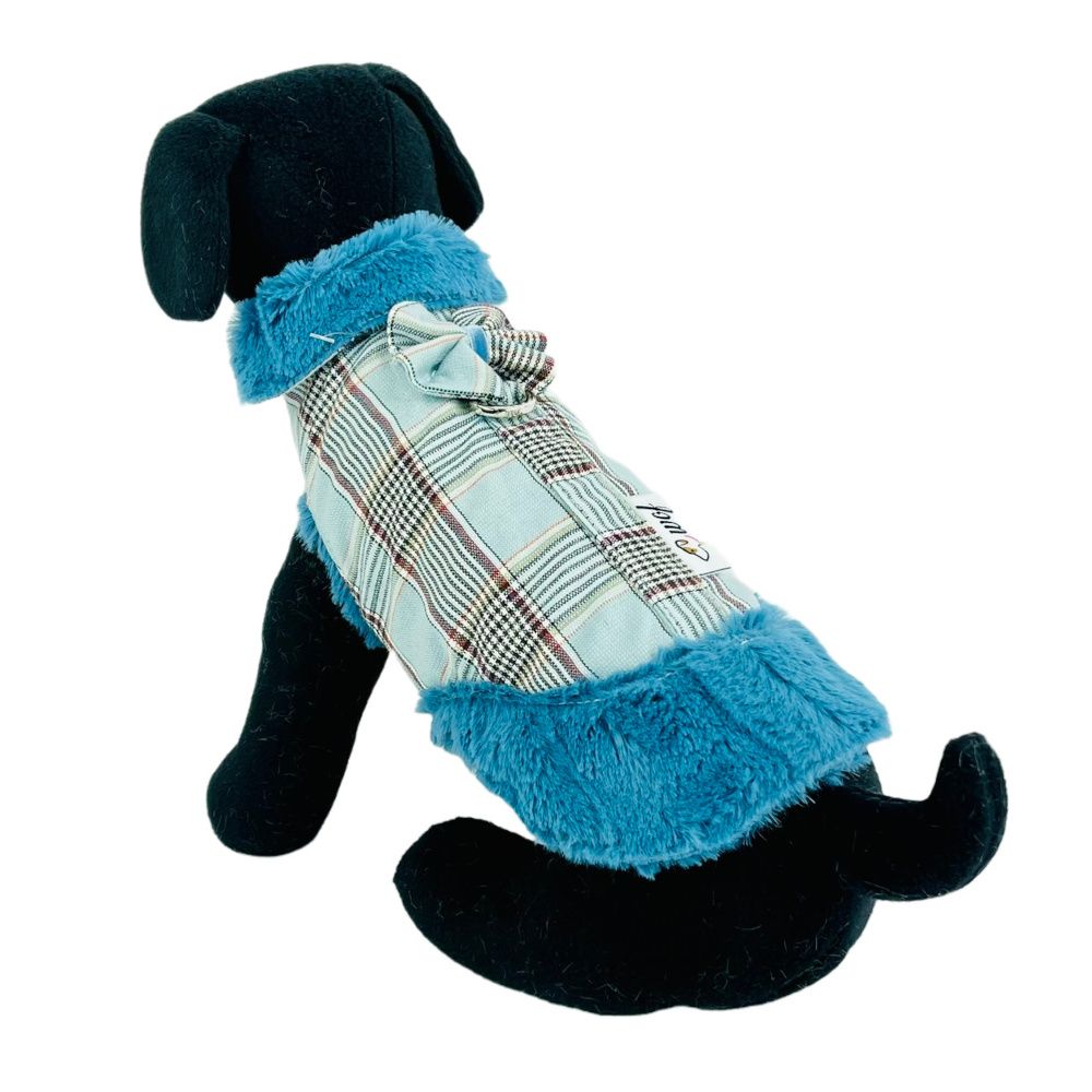 abrigo con anilla azul celeste a cuadros pelo corto azul maniqui abrigo con anilla azul celeste a cuadros pelo corto azul maniqui