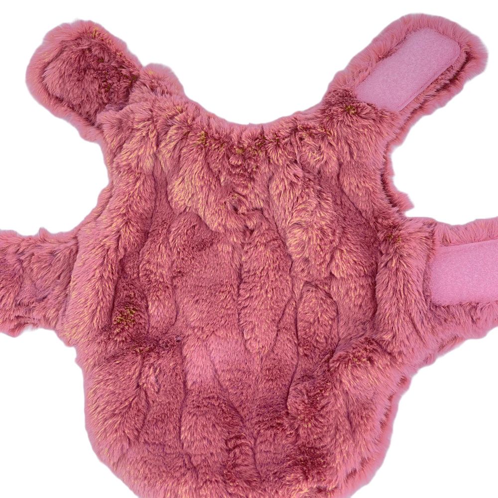abrigo con anilla rosa con estrellitas y pelo corto abierto interior abrigo con anilla rosa con estrellitas y pelo corto abierto interior