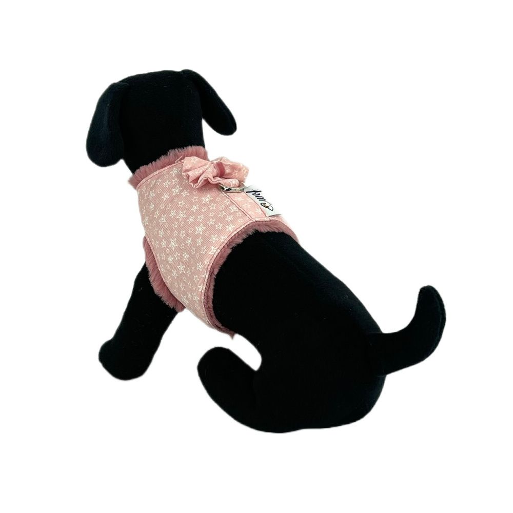 arnes textil rosa con estrellitas y pelo corto maniqui arnes textil rosa con estrellitas y pelo corto maniqui