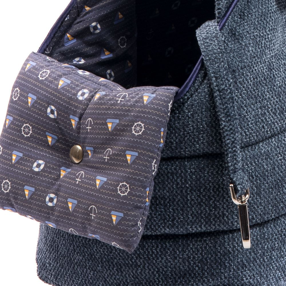 bolso tapeta azul jaspeado forro azul marino motivos marineros detalle bolso tapeta azul jaspeado forro azul marino motivos marineros detalle